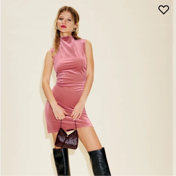 Reformation Dresses & Skirts - Reformation Alden Blush Velvet Mini Dress sz L & XL